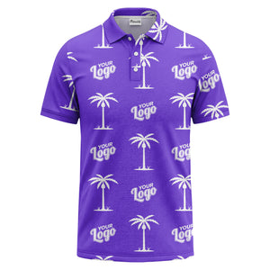 black gold palm trees & customizable logos graphic polo shirt