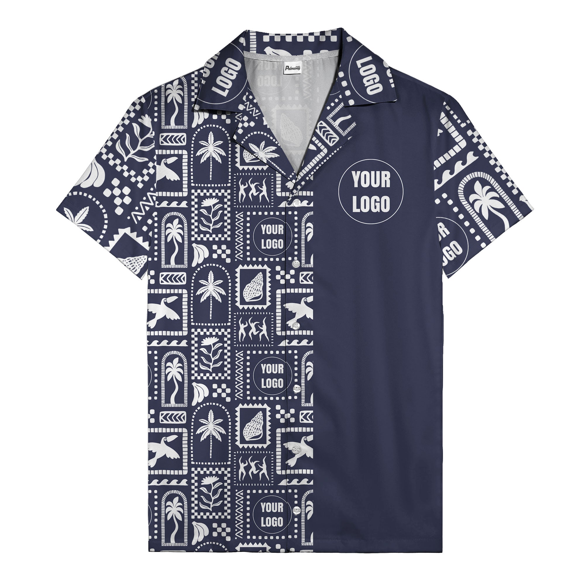black palm trees & toucans graphic hawaiian shirt for men