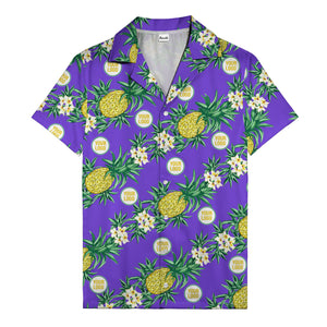 black pineapple & plumeria photographic all over hawaiian shirt