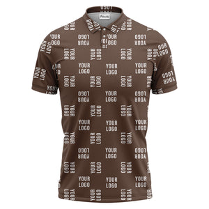black repeat custom logo text pattern polo shirt for men