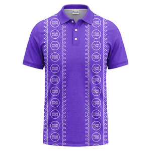 black white fish symbol repeat pattern golf polo shirt