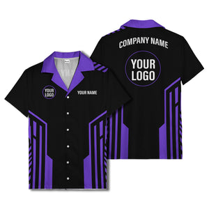 black white geometric stripe personalized logo circle hawaiian shirt