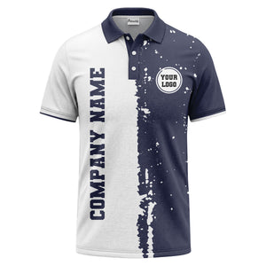 black white paint splatter custom logo corporate polo shirt