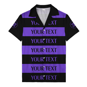 bold horizontal stripes customizable text hawaiian shirt for men