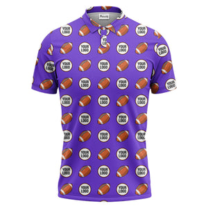 cartoon football logo circle repeat black sports polo shirt for men