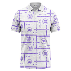 chain link grid custom logo monochrome polo shirt for men