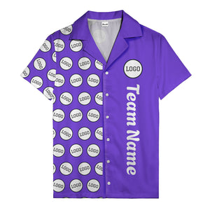circle logo columns & team name text graphic black white hawaiian shirt