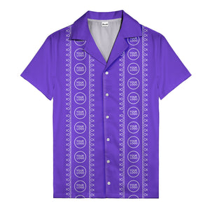 circular logo & fish symbols black hawaiian shirt for men