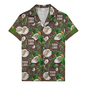 coconut palms & ice cubes on black beach photo hawaiian shirt for men
