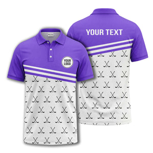 crossed golf clubs & balls repeat pattern polo shirt for men
