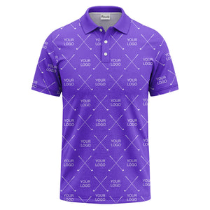 crossed golf clubs & logo repeat graphic polo shirt for men