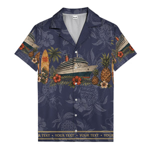 cruise ship surfboard pineapple palm hibiscus hawaiian shirt