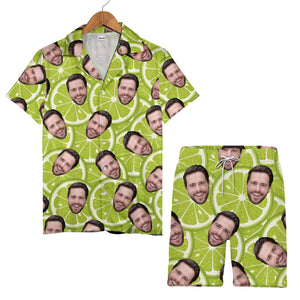 Custom Face Lime Slice Hawaiian Shirt - Funny Personalized Photo Party Novelty