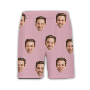 Custom Face Photo Hawaiian Shirt with Repeating Portrait on Pink