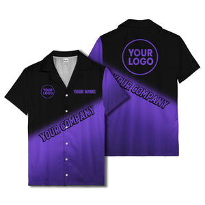 custom logo gradient black white corporate hawaiian shirt