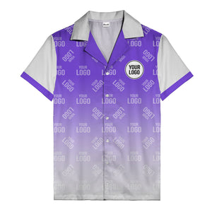 custom logo gradient fade black to white hawaiian shirt