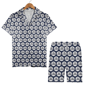 Custom Logo Hawaiian Shirt - Geometric Circle Repeat Pattern Branded Corporate Wear