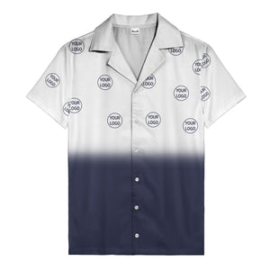 custom logo ombre gradient black white hawaiian shirt