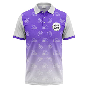 custom logo repeat gradient polo shirt for men in black & white