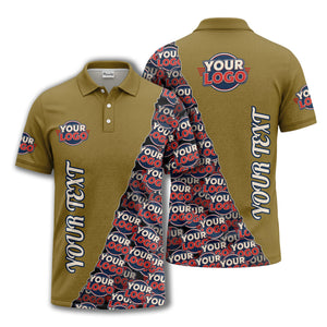 custom logo repeat vertical text pattern personalized polo shirt