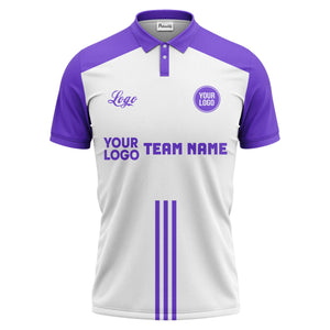 custom logo & team text white black sports jersey polo shirt for men