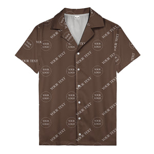 custom logo & text repeat black hawaiian shirt for personalized branding