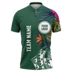 tropical floral team polo shirt hawaiian shirt