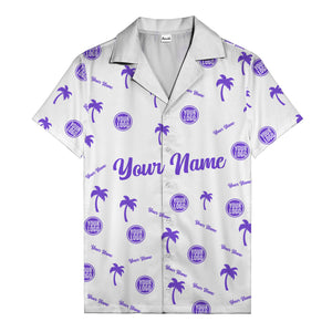 custom palm tree silhouette & name logo black white hawaiian shirt