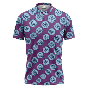 Custom Repeating Geometric Circles Logo Polo Shirt For Personalized Branding