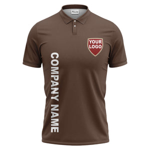 custom shield logo vertical text corporate branded polo shirt