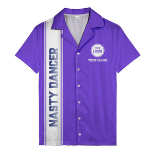 custom team logo striped black hawaiian shirt for spirit days