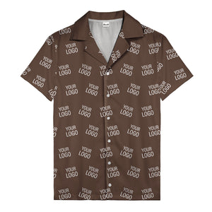 customizable repeat logo monochrome black hawaiian shirt for men