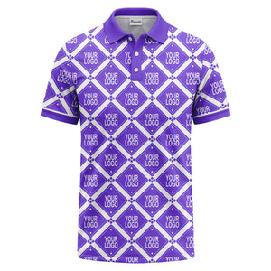 diamond grid logo repeat all over print polo shirt