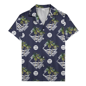 diamond waves & palm trees graphic hawaiian shirt for men