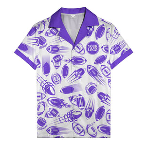 dynamic footballs & speed lines black white graphic hawaiian shirt for men
