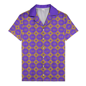 gold mon diamond lattice monogram hawaiian shirt for men