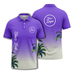 gradient fade palm trees silhouette polo shirt with custom text