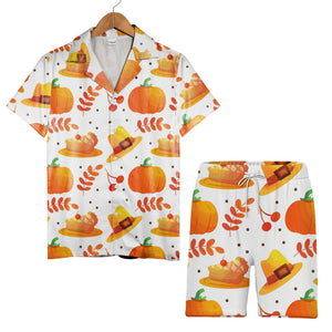 Happy Thanksgiving Day Hawaiian Shirt with Pumpkins and Cherry Pie Slices