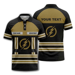 lightning bolt emblem & stripes corporate polo shirt
