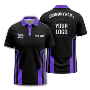 modern black white geometric stripes custom logo polo shirt