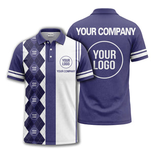 monochrome argyle diamond & custom logo polo shirt