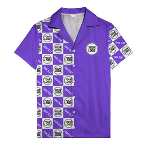 monochrome checkerboard custom logo repeat hawaiian shirt for men