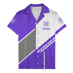 monochrome diagonal stripes & custom logo modern hawaiian shirt