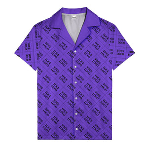 monochrome diamond grid custom logo repeat hawaiian shirt for men