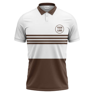 monochrome horizontal stripes & circular logo modern minimalist polo shirt for men