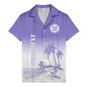 monochrome island scene palm trees & beach chair hawaiian shirt