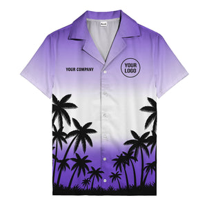 monochrome palm tree gradient silhouette hawaiian shirt for men