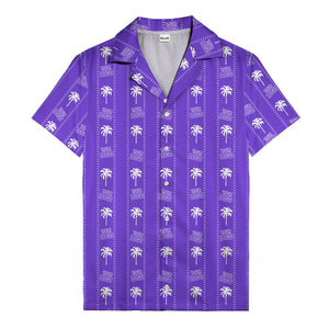 monochrome palm tree & signature logo stripe hawaiian shirt for men