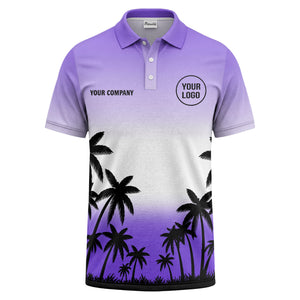 monochrome palm trees ombre gradient sky polo shirt for men