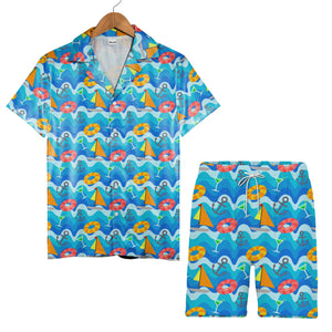 Nautical Anchor & Lifebuoy Hawaiian Shirt – Sailboat and Cocktail Vibes